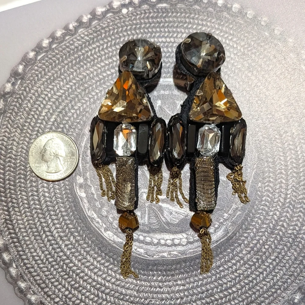 RARE VTG Oscar de La Renta Shoulder Brusher Earrings